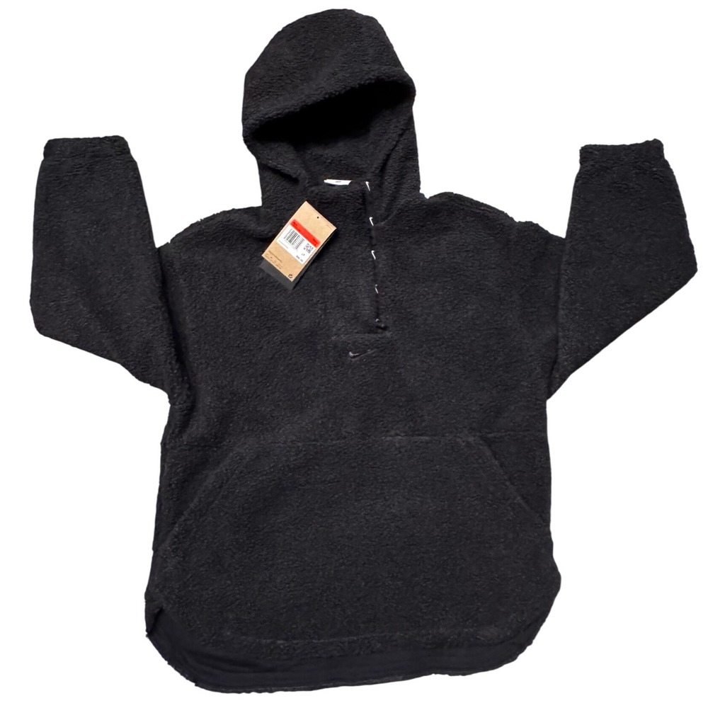 Nike Kids Black Sherpa Fleece‎ Hooded Pullover Jacket Size L